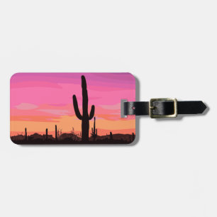 Cactus Desert Sunset Travel Luggage Tag