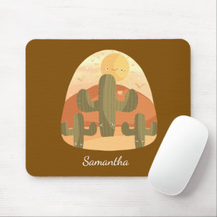 Cactus Desert With Sun Mouse Pad