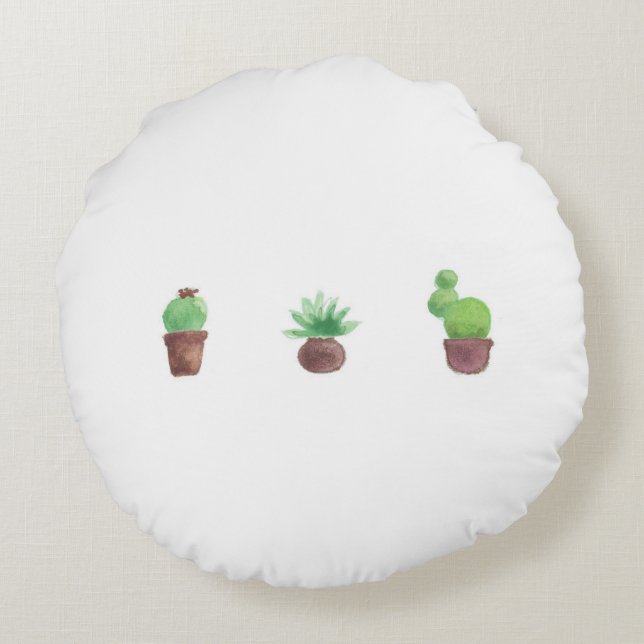 Cactus Design Round Throw Pillow (Back)