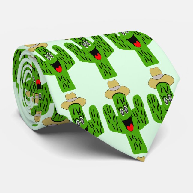 Cactus Design Tie (Rolled)