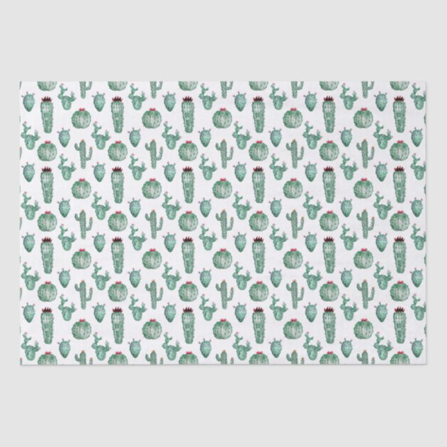 Cactus Design Tissue Paper, Watercolor Design  Paper (Front)