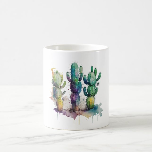 Cactus design with colourful splatters coffee mug (Center)