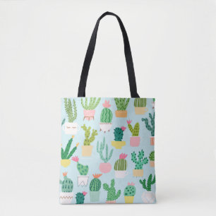 Cactus diversity, vintage seamless background. tote bag