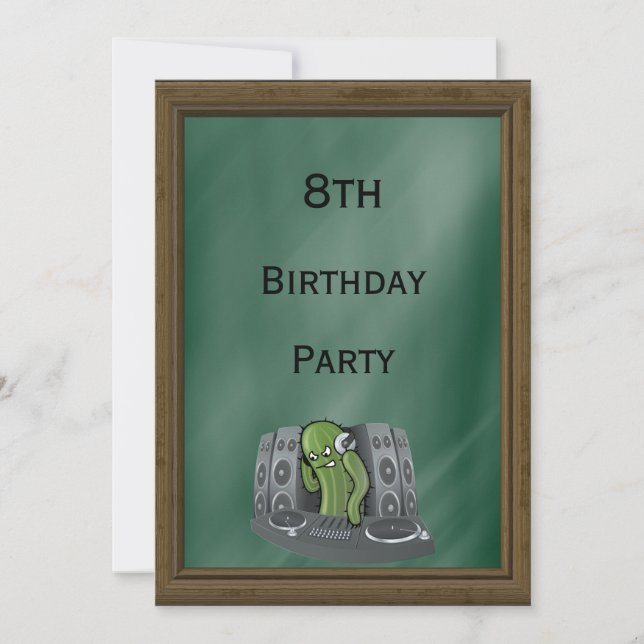 Cactus DJ 8th Birthday Invitation (Front)