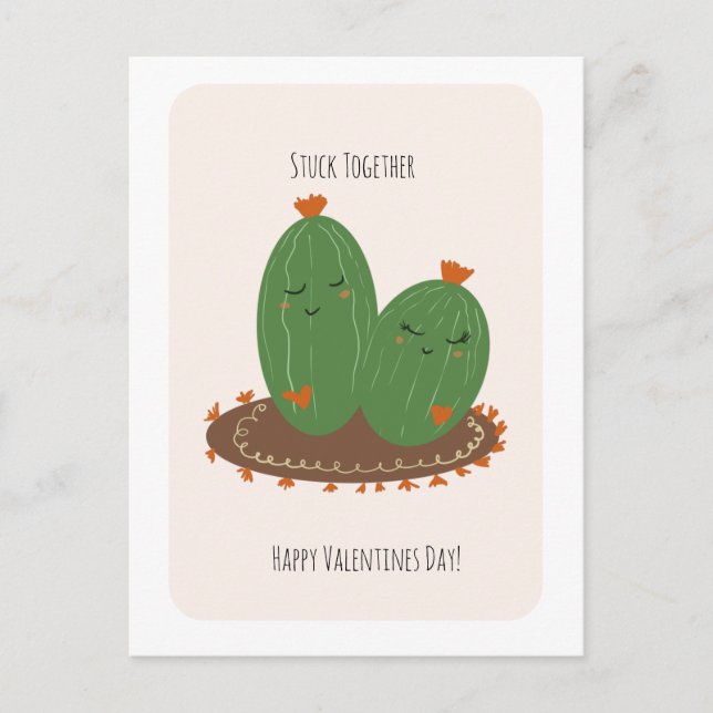 Cactus Doodle Valentines Day  Postcard (Front)