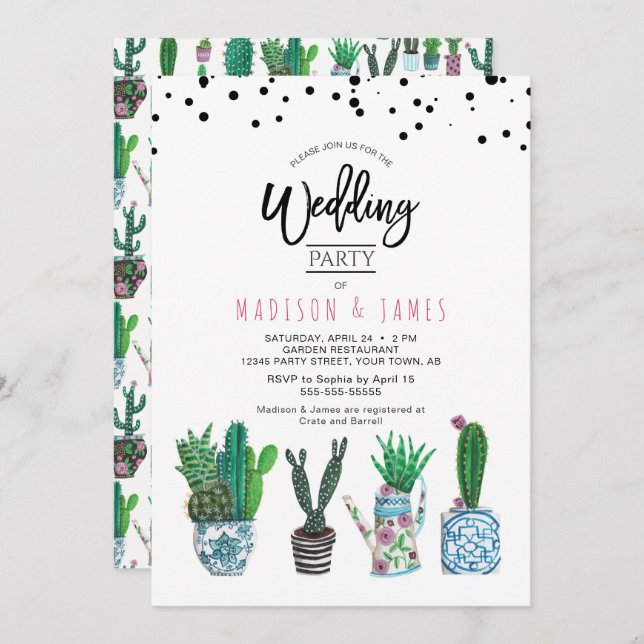 Cactus & Dots | Wedding Party | Invitation (Front/Back)