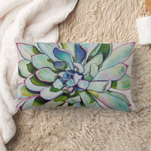 Cactus edged Quinacridone Magenta oil painting Lumbar Cushion