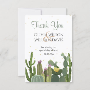 Cactus Elegant Wedding Thank You Card