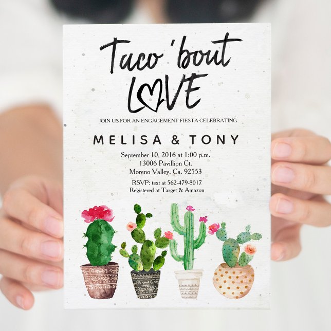 Cactus engagement party Invitation Taco Bout Love (Creator Uploaded)
