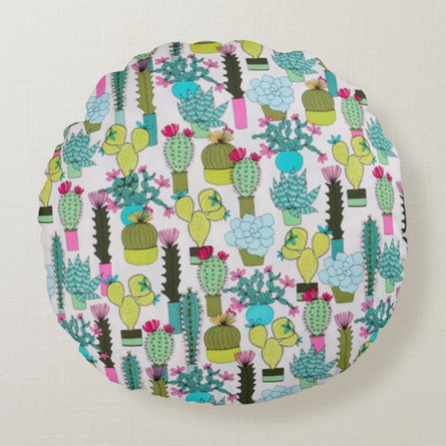 Cactus Everywhere Round Cushion (Front)
