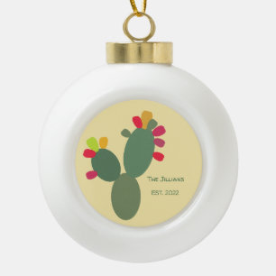 cactus family ceramic ball christmas ornament