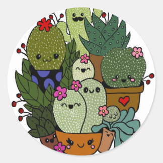cactus family classic round sticker