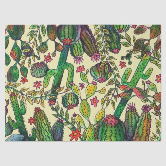 Cactus Family Pattern Tissue Paper (Front)