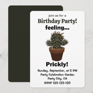 Cactus Feeling Prickly Sassy Birthday Party Invitation