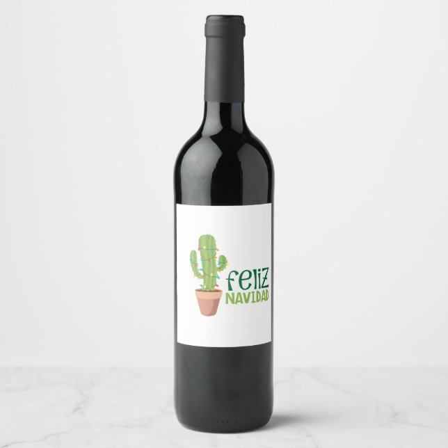 Cactus Feliz Navidad Wine Label (Front)