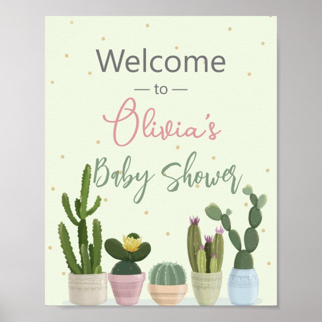 Cactus Fiesta Baby Shower  Welcome  Poster (Front)
