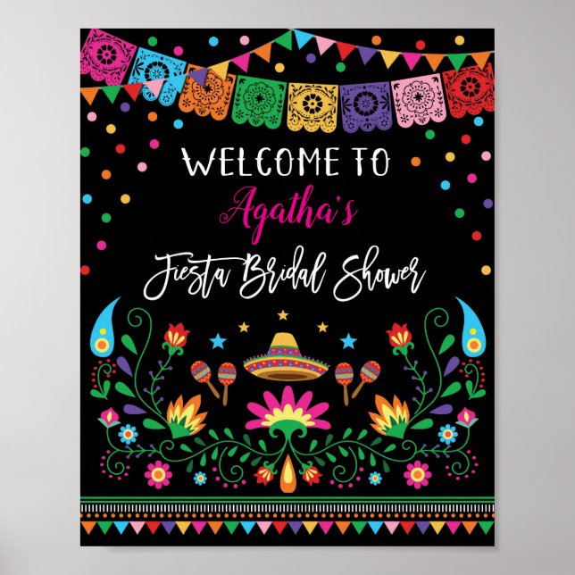 Cactus Fiesta Bridal Shower Welcome Sign Decor (Front)