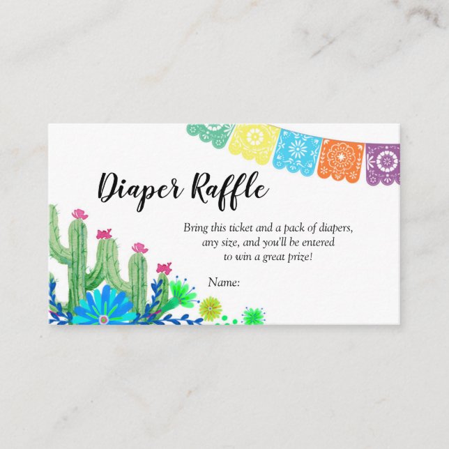 Cactus Fiesta Diaper Raffle Card (Front)