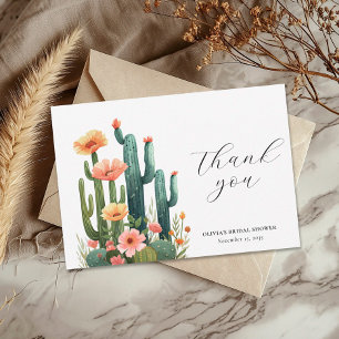 Cactus Fiesta Floral Bridal Shower Thank You Card