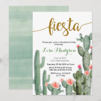 Cactus Fiesta Graduation Invitation Party Mexican