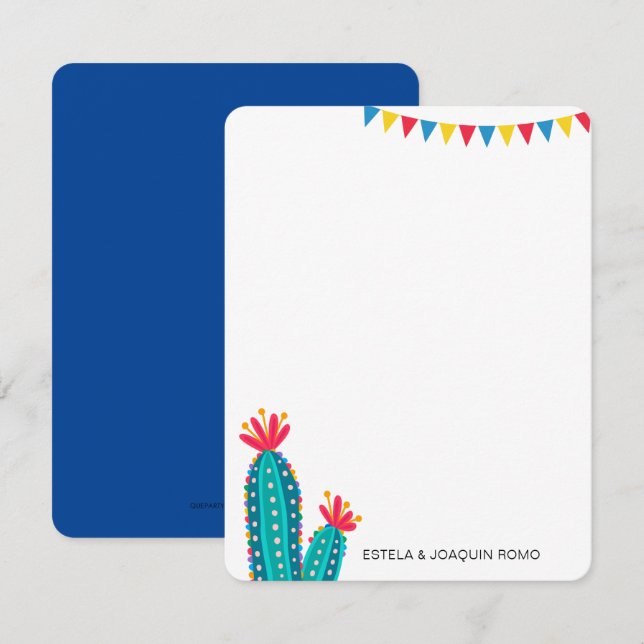 Cactus Fiesta Personalised Note Cards (Front/Back)