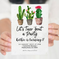 Cactus first Birthday Invitation