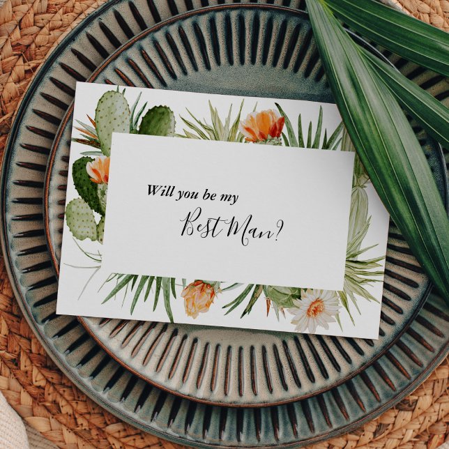 Cactus Floral Desert Best Man Proposal Card (Creator Uploaded)