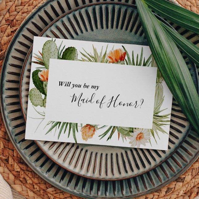 Cactus Floral Desert Maid Of Honour Proposal Card (Creator Uploaded)