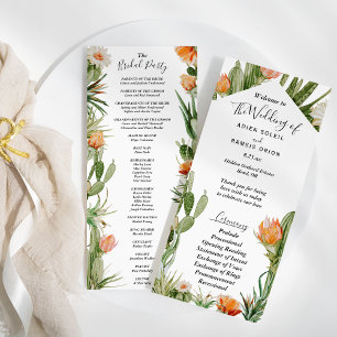 Cactus Floral Desert Wedding Bridal Party Flat Program