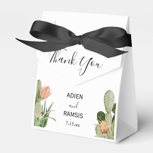 Cactus Floral Desert Wedding Favour Box (Front Side)