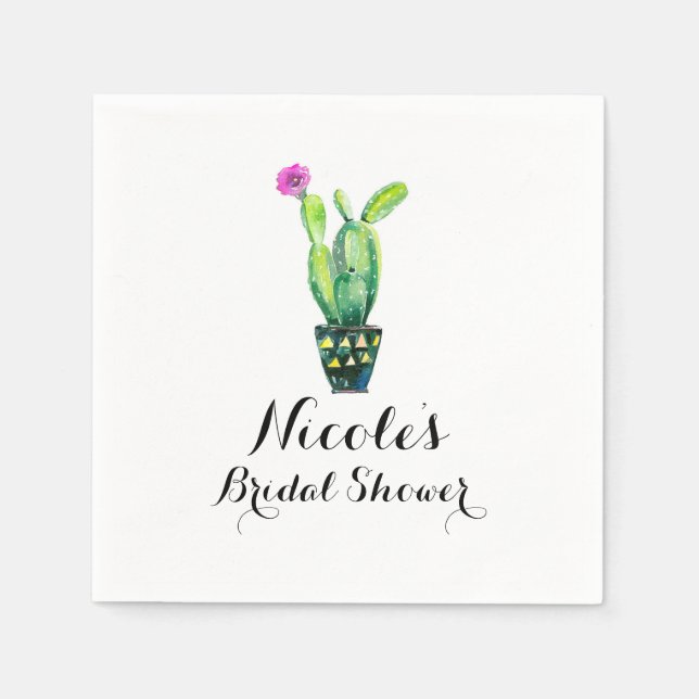 Cactus Floral Rustic Southwestern Bridal Shower Napkin (Front)