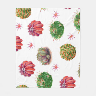 Cactus Floral: Watercolor Background Fleece Blanket