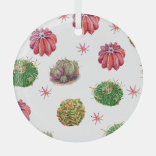 Cactus Floral: Watercolor Background Glass Tree Decoration