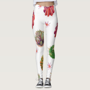 Cactus Floral: Watercolor Background Leggings