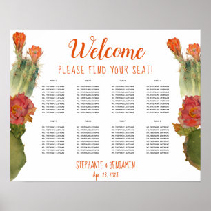Cactus Flower 8 Table Floral Wedding Seating Chart