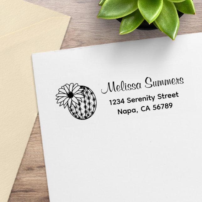 Cactus Flower Address Rubber Stamp (Creator Uploaded)