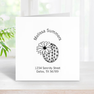 Cactus Flower Address Rubber Stamp