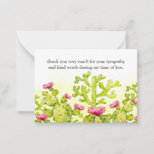 Cactus Flower After Funeral Thank You Cards