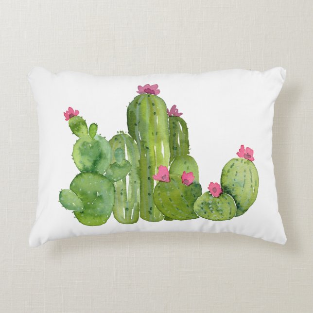 Cactus Flower Desert Art Southwest Custom Text Fun Decorative Cushion (Front)