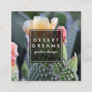 Cactus Flower Desert Garden Photo Travel Tourism Square Business Card