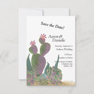 Cactus Flower Flat Save The Date Card