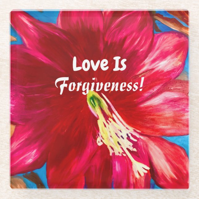 Cactus Flower GLASS Coaster - Forgiveness (Front)