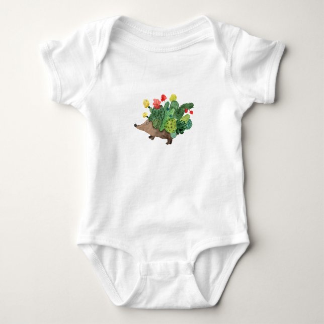Cactus Flower hedgehog Baby Bodysuit (Front)