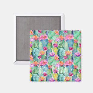Cactus Flower LOCATION Watercolor Art Desert Magnet