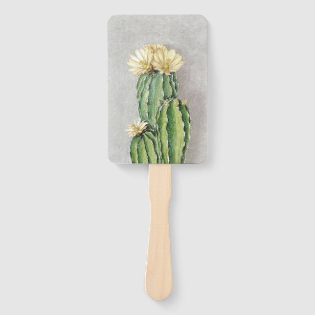 Cactus Flower Painting Hand Fan (Front)