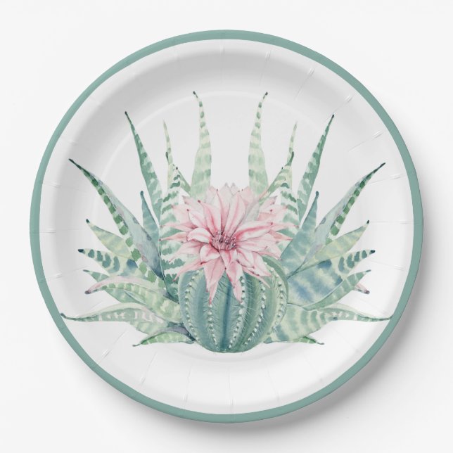Cactus Flower Paper Plate (Front)