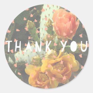 Cactus Flower Polka Dot Thank You Classic Round Sticker