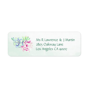 Cactus Flower & Succulents Return Address Label