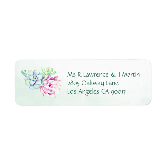 Cactus Flower & Succulents Return Address Label (Front)
