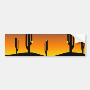 Cactus Flower Sunset Bumper Sticker